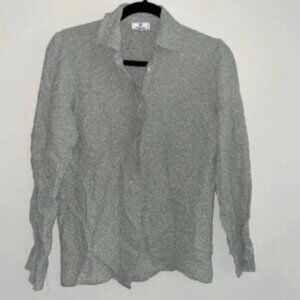 Vintage Zanella Grey Printed Collared Long Sleeve Button Down Blouse shirt